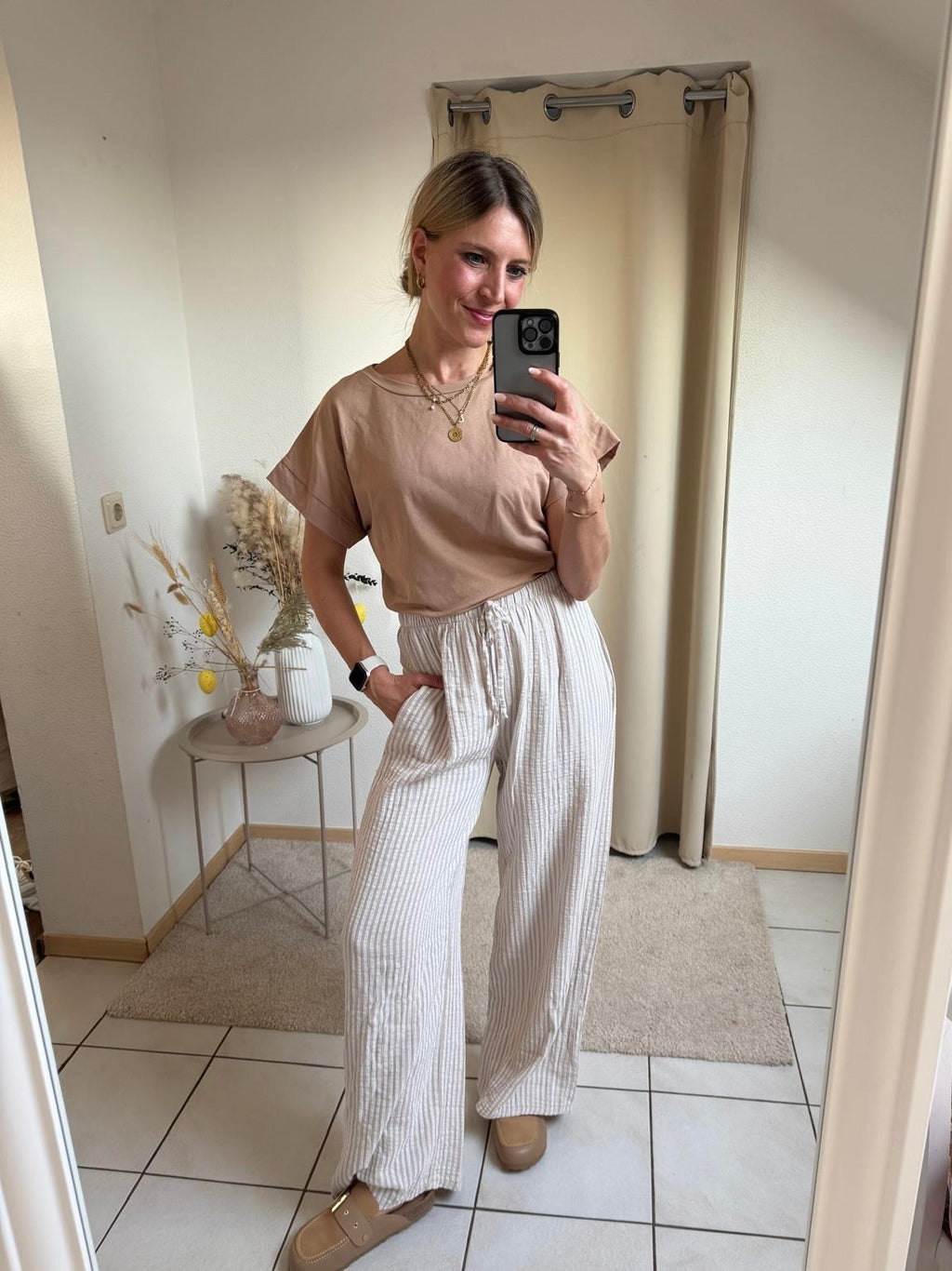 Gestreifte Hose Lima Beige