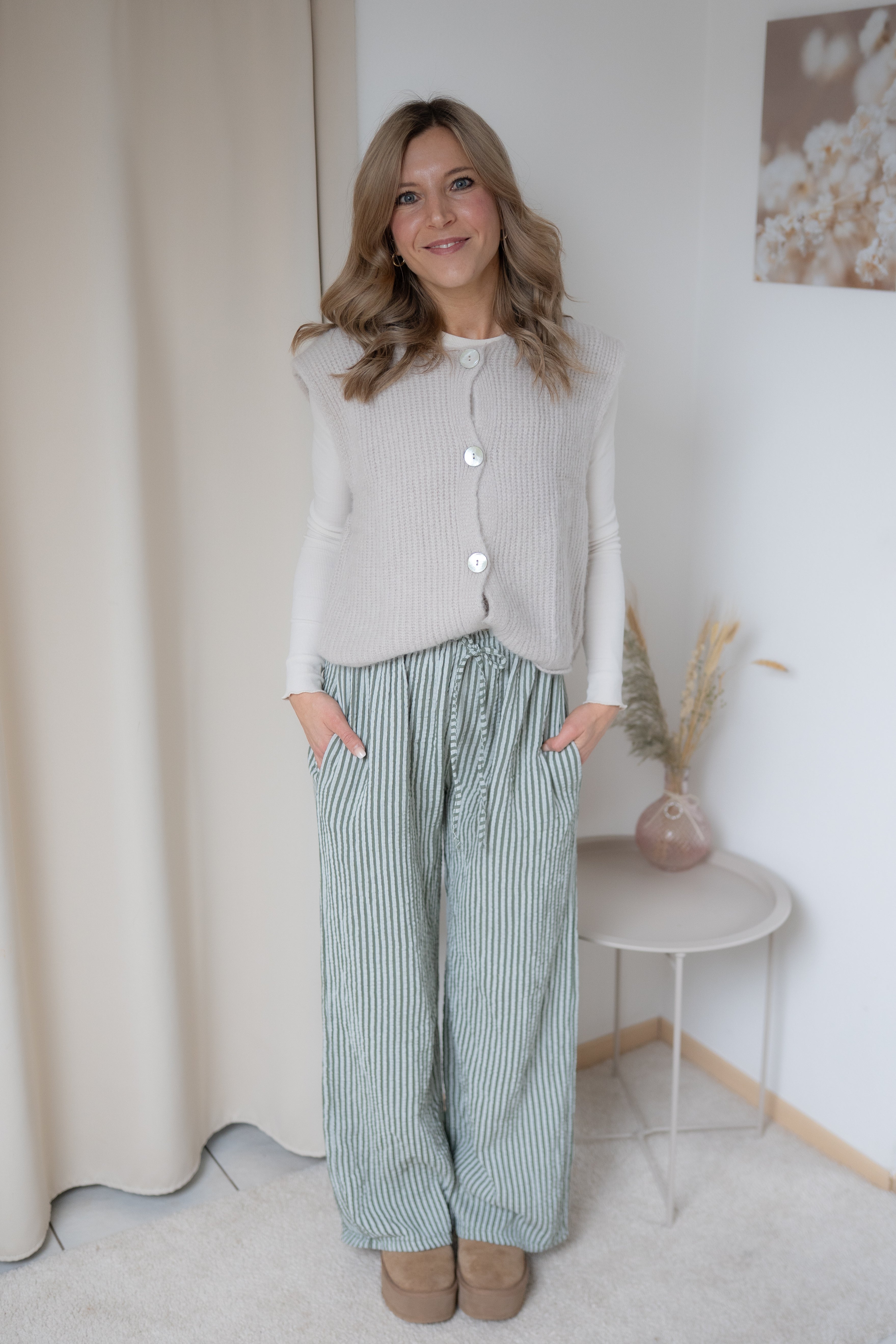 Gestreifte Hose Lima Khaki