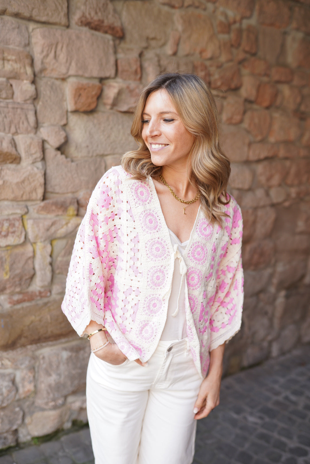 Häkelcardigan Rosa