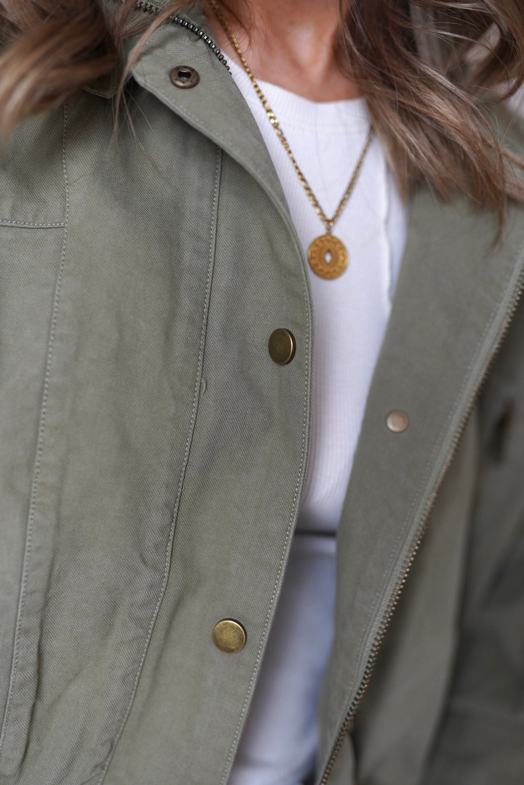 Kurze Baumwolljacke Liv khaki