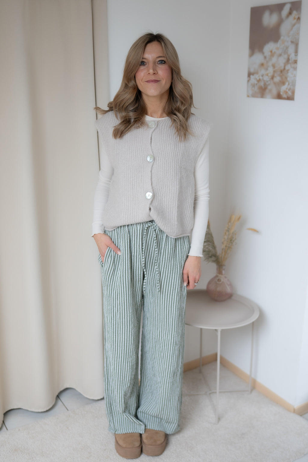 Gestreifte Hose Lima Khaki