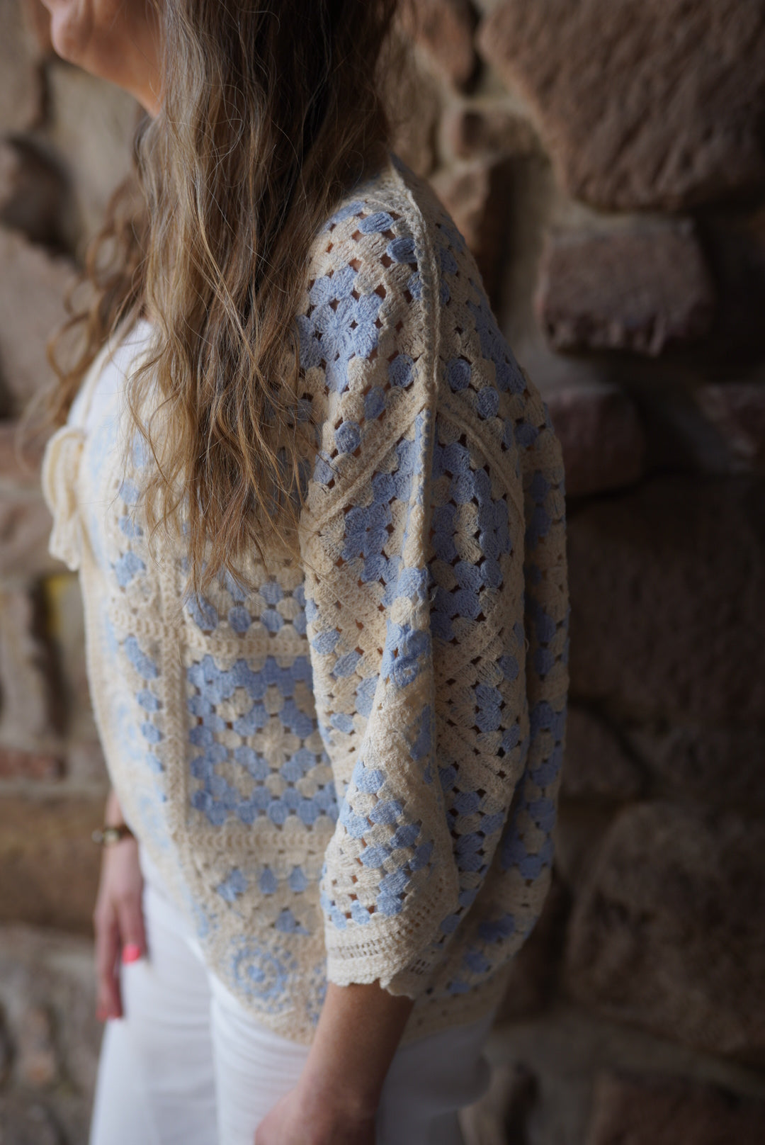 Häkelcardigan Blau