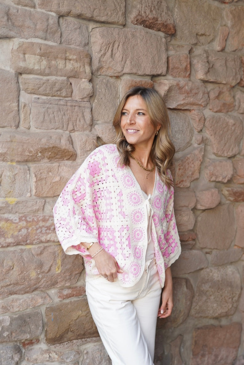 Häkelcardigan Rosa